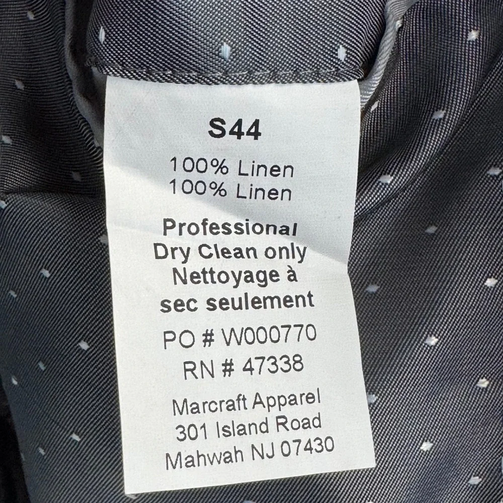 Tommy Hilfiger Mens Grey Linen 2-Button Blazer Sport Coat Size 44 Short